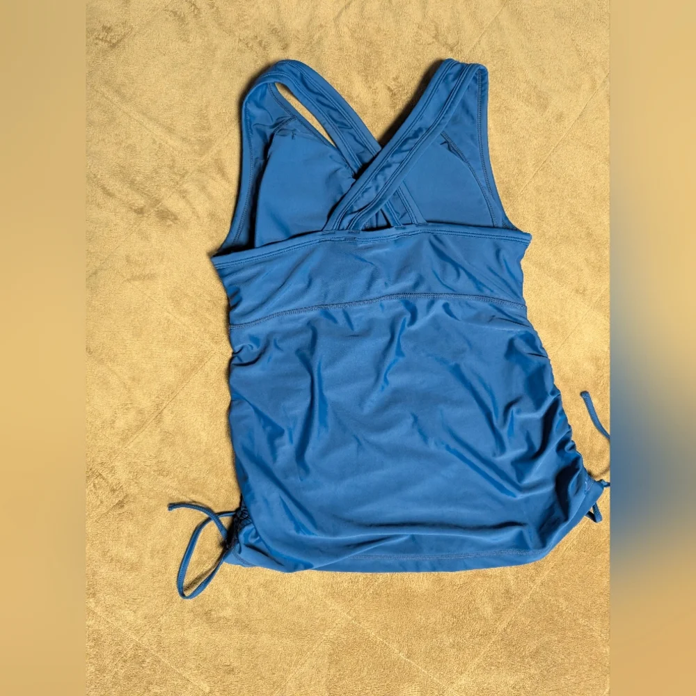 UV Skinz UPF 50+Royal Blue Ruched Swim Tank • Women’s L • Adjustable Side Ties - Picture 3 of 9